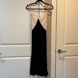 Elegant Black and White Spaghetti Strap Dress